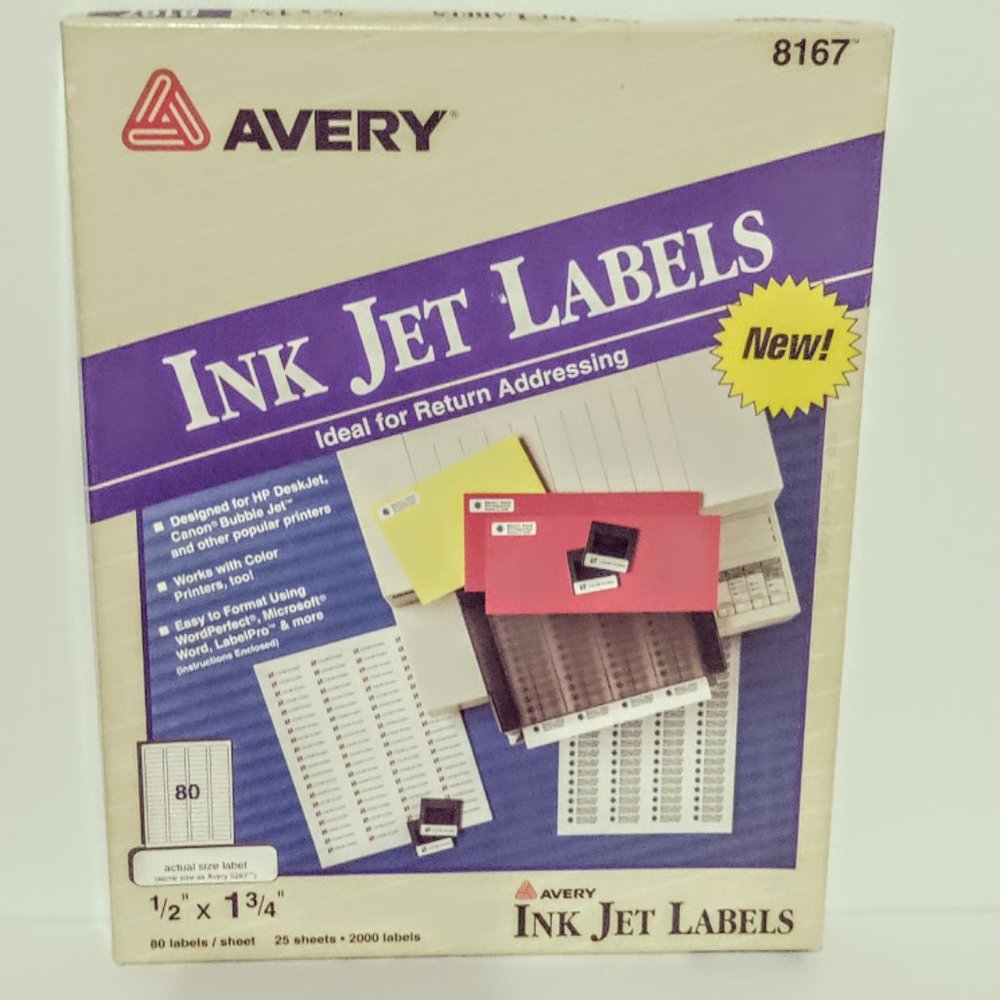 Avery InkJet Labels No. 8167 .5 X 1.75 Inches 20 Sheets